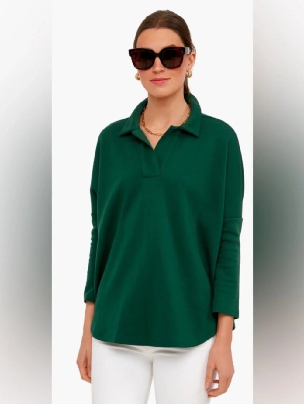 TUCKERNUCK x POMANDER PLACE Easy Polo Swing Sweatshirt Jaguar Forest Green M/L